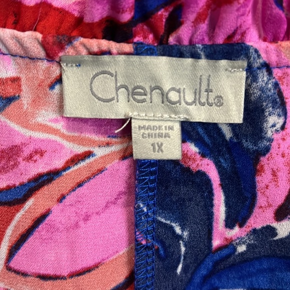 Chenault size 1X blouse pink red blue sleeveless - Picture 3 of 6